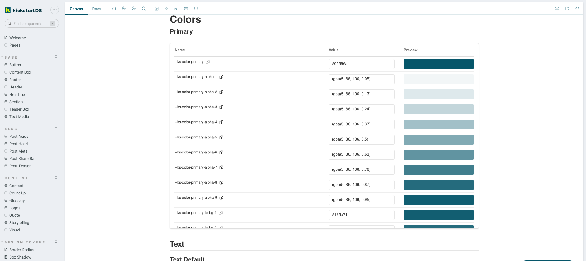 Image showing the Design Token addon in action